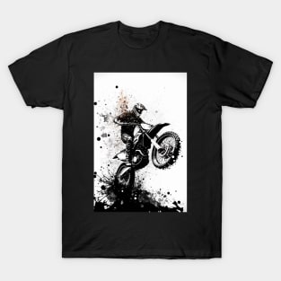 Dirt bike wheelie black splash with white background T-Shirt